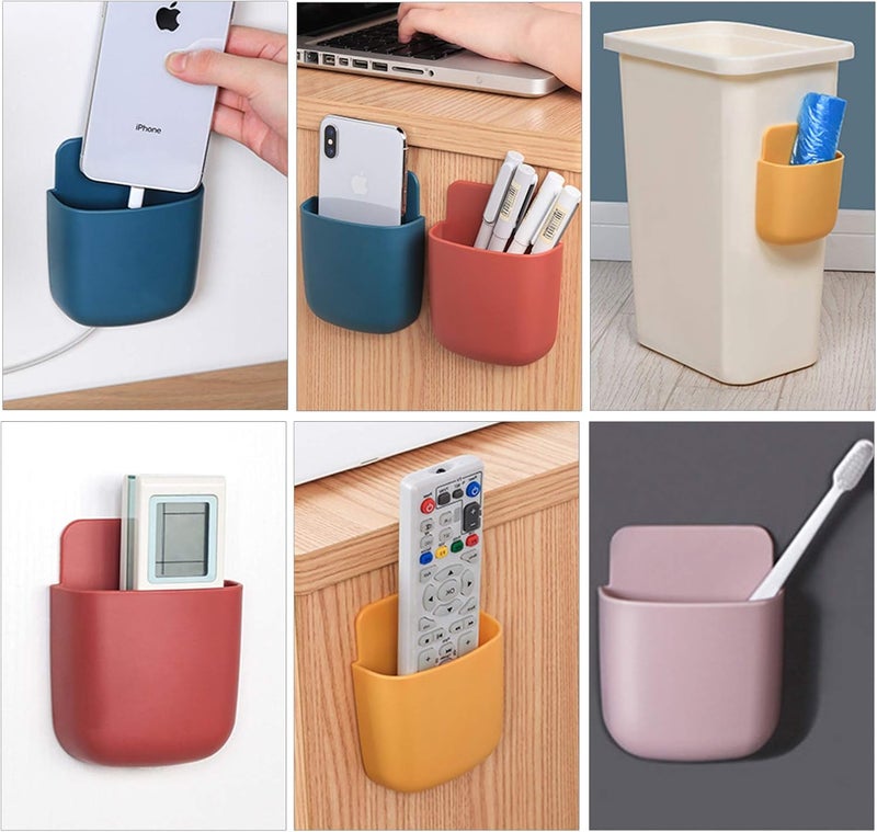 kulusion 3 Pcs Remote Control Holder, Wall Mount Pen Holder Hole-Free Self Adhesive Phone Charging Organizer Pencil Storage Containers for Home Office School Supply Orgaizer ​(Blue - Image 3